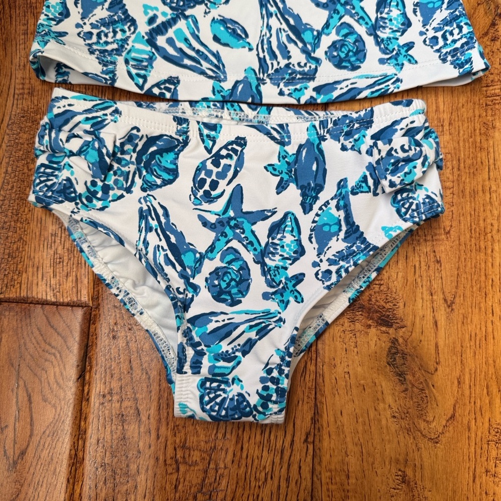 Lilly Pulitzer Seashell Rash Guard Swim Set - Long Sleeve Top & Bikini Bottoms - Picture 4 of 4